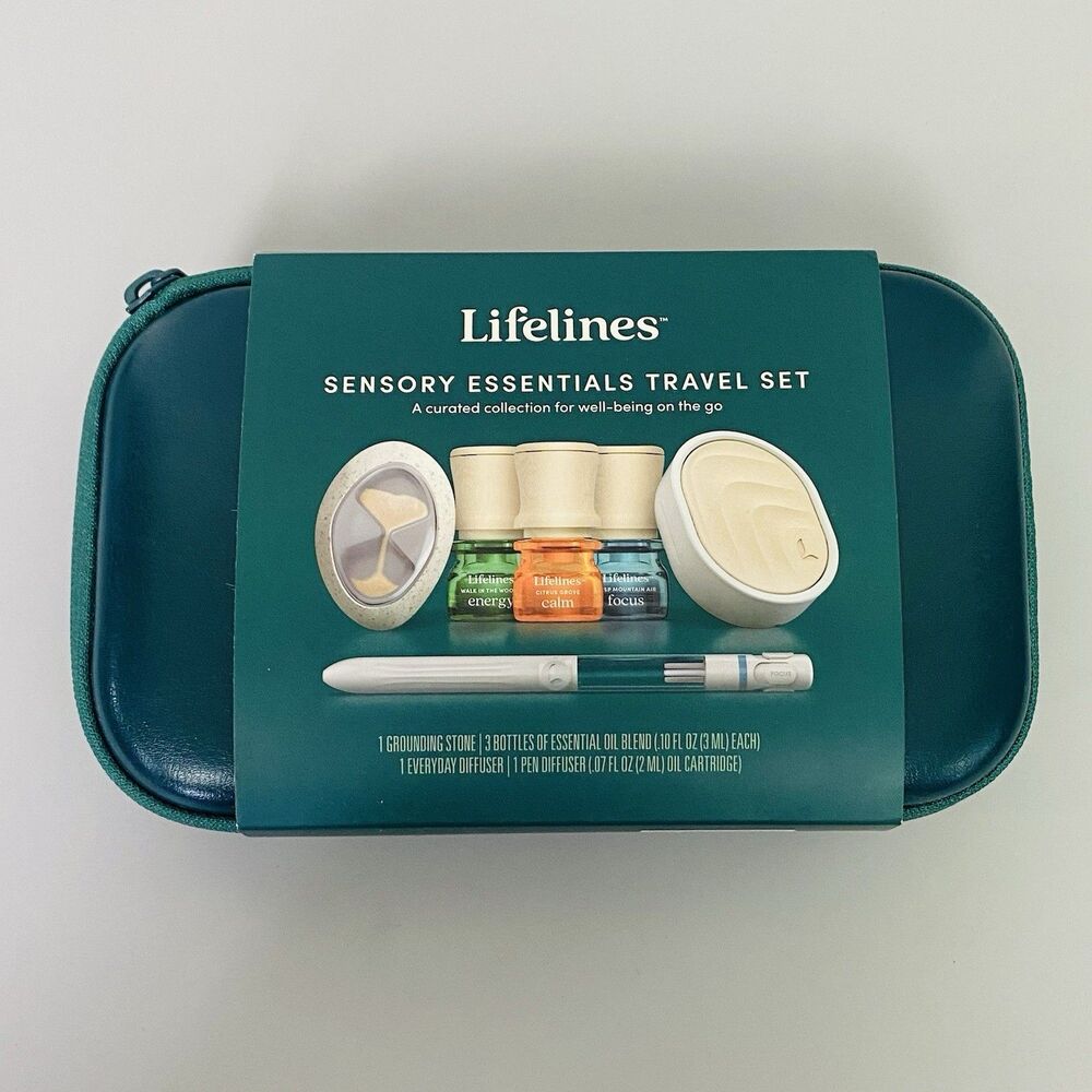 Lifelines Sensory Essentials Travel Set Essential Oils Diffuser Grounding Stone